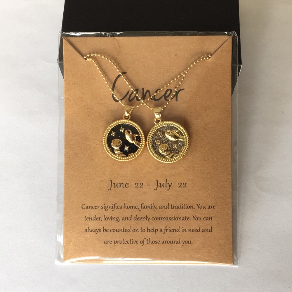 🍏50% OFF/3+...♋ Zodiac Cancer double chain necklace set
